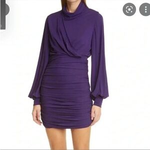 Ronny Kobo Collection Harper Purple Ruched Wrap Bodycon Dress